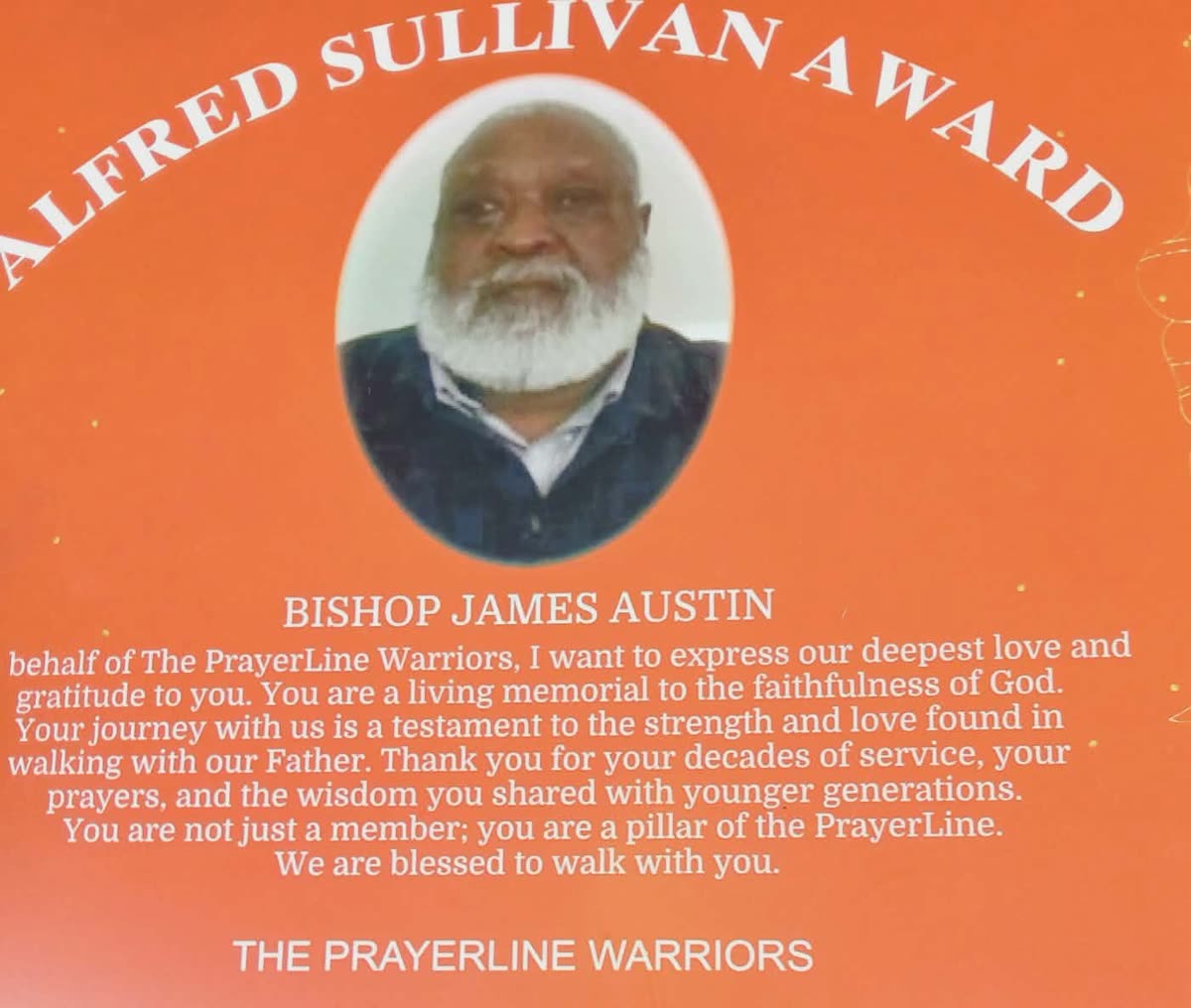 The Alfred Sullivan Award presented to Bishop James Austin